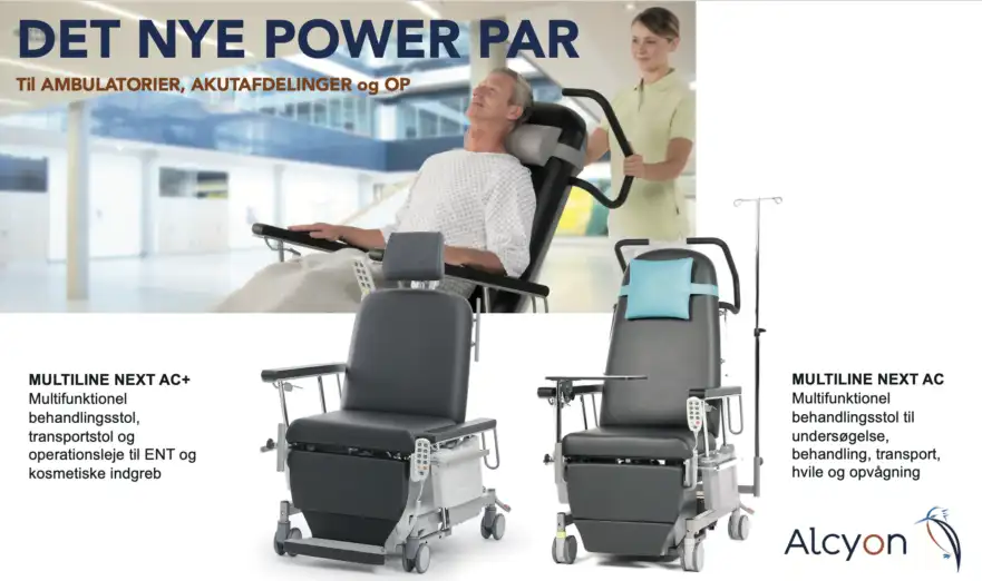 Et powerpar af behandlingsstole til ambulatorier, Akutafdelinger og OP