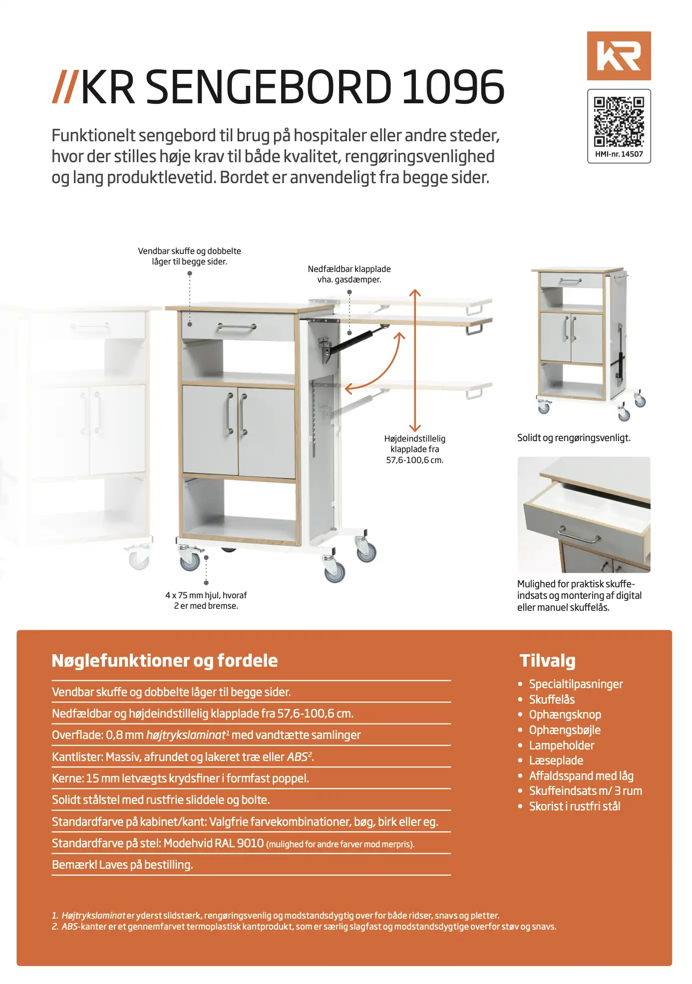 Brochure fleksibelt sengebord 1096