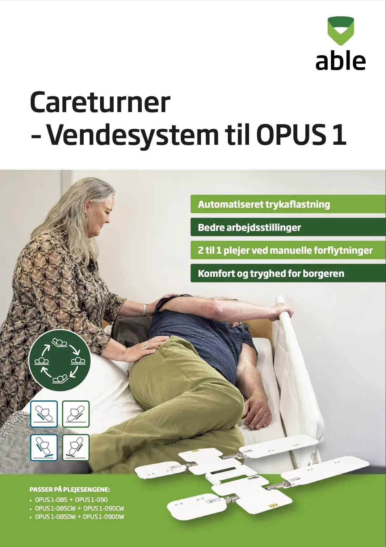 Brochure Careturner vendsystem til opus 1 plejeseng hos alcyon